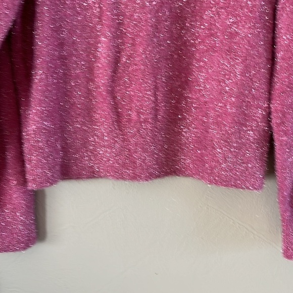 NWT Old Navy Eyelash Sweater Pink Glitter Size Medium Crew Neck Long Sleeves - Picture 3 of 13